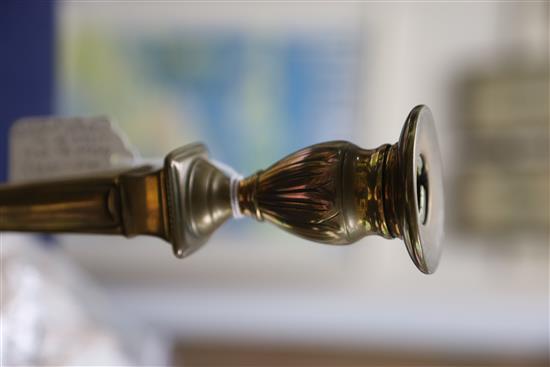 A pair of George III gun metal candlesticks, possibly cast by Christopher Pinchbeck Jnr. (1710-1783), height 11.75in.